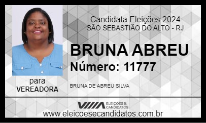 Candidato BRUNA ABREU 2024 - SÃO SEBASTIÃO DO ALTO - Eleições