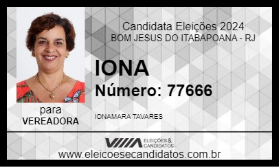 Candidato IONA 2024 - BOM JESUS DO ITABAPOANA - Eleições