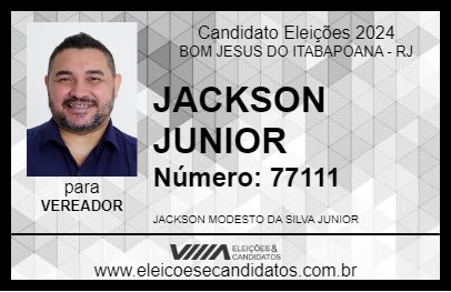 Candidato JACKSON JUNIOR  2024 - BOM JESUS DO ITABAPOANA - Eleições