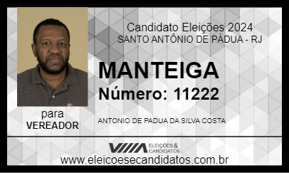 Candidato MANTEIGA 2024 - SANTO ANTÔNIO DE PÁDUA - Eleições