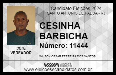 Candidato CESINHA BARBICHA 2024 - SANTO ANTÔNIO DE PÁDUA - Eleições