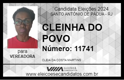 Candidato CLEINHA DO POVO 2024 - SANTO ANTÔNIO DE PÁDUA - Eleições