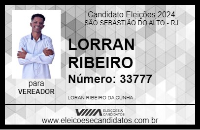 Candidato LORRAN RIBEIRO 2024 - SÃO SEBASTIÃO DO ALTO - Eleições