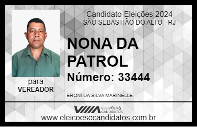 Candidato NONA DA PATROL 2024 - SÃO SEBASTIÃO DO ALTO - Eleições