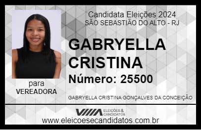 Candidato GABRYELLA CRISTINA 2024 - SÃO SEBASTIÃO DO ALTO - Eleições