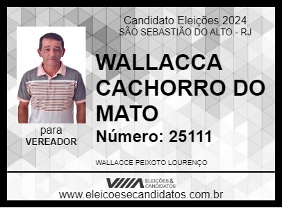 Candidato WALLACCE CACHORRO DO MATO 2024 - SÃO SEBASTIÃO DO ALTO - Eleições