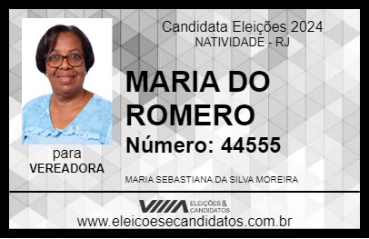 Candidato MARIA DO ROMERO 2024 - NATIVIDADE - Eleições