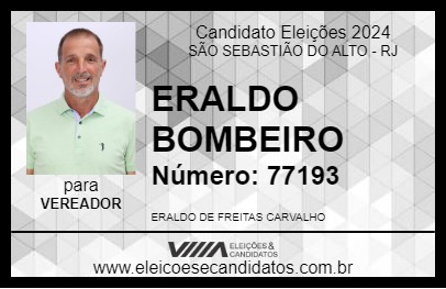 Candidato ERALDO BOMBEIRO 2024 - SÃO SEBASTIÃO DO ALTO - Eleições