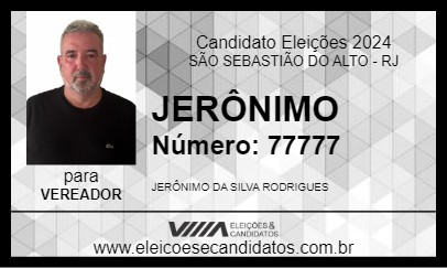 Candidato JERÔNIMO 2024 - SÃO SEBASTIÃO DO ALTO - Eleições