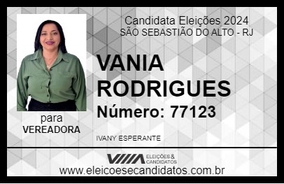 Candidato VANIA RODRIGUES 2024 - SÃO SEBASTIÃO DO ALTO - Eleições