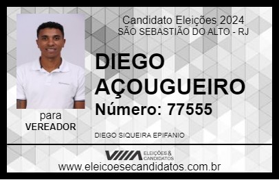 Candidato DIEGO AÇOUGUEIRO 2024 - SÃO SEBASTIÃO DO ALTO - Eleições