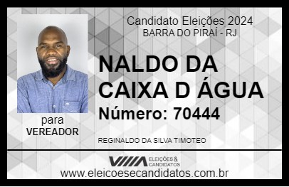 Candidato NALDO DA CAIXA D ÁGUA 2024 - BARRA DO PIRAÍ - Eleições