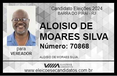 Candidato ALOISIO DE MORAES SILVA 2024 - BARRA DO PIRAÍ - Eleições