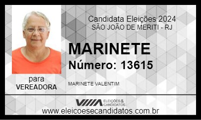 Candidato MARINETE 2024 - SÃO JOÃO DE MERITI - Eleições