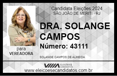 Candidato DRA. SOLANGE CAMPOS 2024 - SÃO JOÃO DE MERITI - Eleições