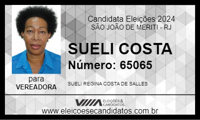 Candidato SUELI COSTA 2024 - SÃO JOÃO DE MERITI - Eleições