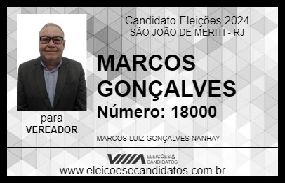 Candidato MARCOS GONÇALVES 2024 - SÃO JOÃO DE MERITI - Eleições