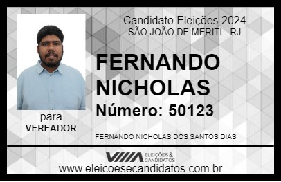 Candidato FERNANDO NICHOLAS 2024 - SÃO JOÃO DE MERITI - Eleições