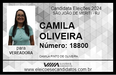 Candidato CAMILA OLIVEIRA 2024 - SÃO JOÃO DE MERITI - Eleições