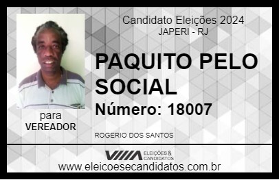 Candidato PAQUITO PELO SOCIAL 2024 - JAPERI - Eleições