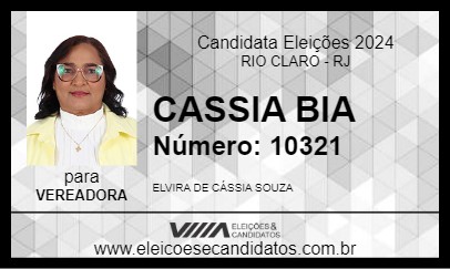 Candidato CASSIA BIA 2024 - RIO CLARO - Eleições