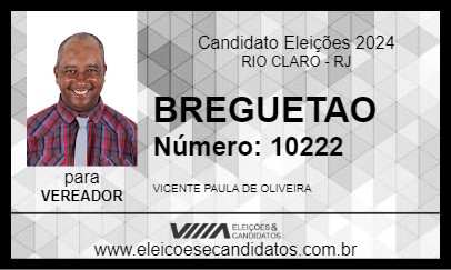 Candidato BREGUETAO 2024 - RIO CLARO - Eleições