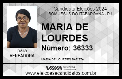 Candidato MARIA DE LOURDES 2024 - BOM JESUS DO ITABAPOANA - Eleições