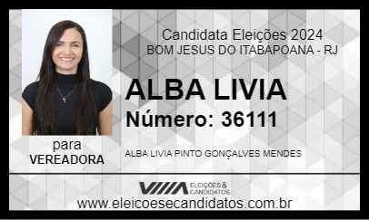 Candidato ALBA LIVIA 2024 - BOM JESUS DO ITABAPOANA - Eleições