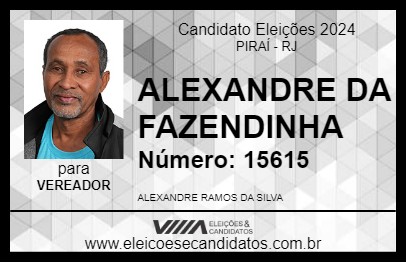 Candidato ALEXANDRE DA FAZENDINHA 2024 - PIRAÍ - Eleições