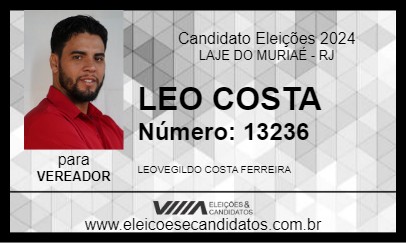 Candidato LEO COSTA 2024 - LAJE DO MURIAÉ - Eleições