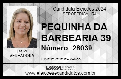 Candidato PEQUINHA DA BARBEARIA 39 2024 - SEROPÉDICA - Eleições