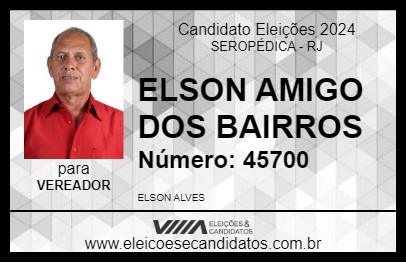 Candidato ELSON AMIGO DOS BAIRROS 2024 - SEROPÉDICA - Eleições