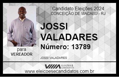 Candidato JOSSI VALADARES 2024 - CONCEIÇÃO DE MACABU - Eleições