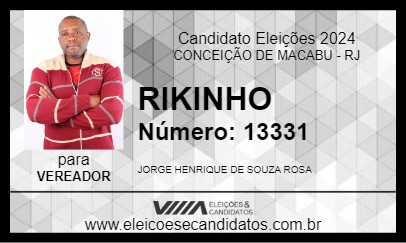 Candidato RIKINHO 2024 - CONCEIÇÃO DE MACABU - Eleições