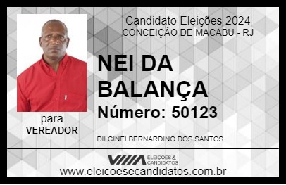 Candidato NEI DA BALANÇA 2024 - CONCEIÇÃO DE MACABU - Eleições