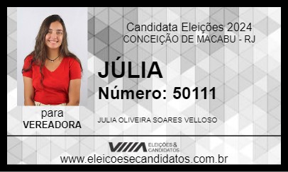 Candidato JÚLIA 2024 - CONCEIÇÃO DE MACABU - Eleições