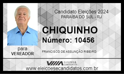 Candidato CHIQUINHO 2024 - PARAÍBA DO SUL - Eleições