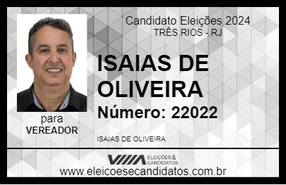 Candidato ISAIAS DE OLIVEIRA  2024 - TRÊS RIOS - Eleições