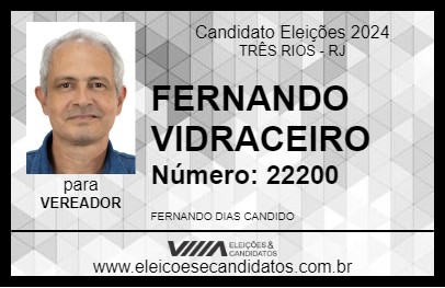 Candidato FERNANDO VIDRACEIRO 2024 - TRÊS RIOS - Eleições