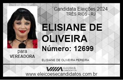 Candidato ELISIANE DE OLIVEIRA 2024 - TRÊS RIOS - Eleições