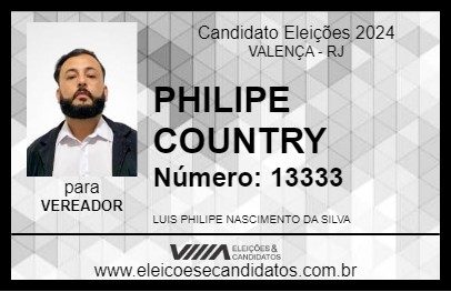 Candidato PHILIPE COUNTRY 2024 - VALENÇA - Eleições