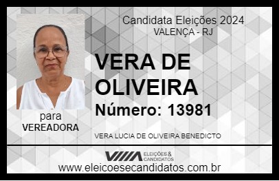 Candidato VERA DE OLIVEIRA 2024 - VALENÇA - Eleições