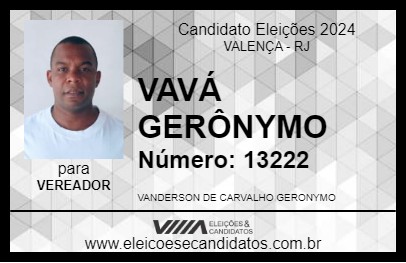 Candidato VAVÁ GERÔNYMO 2024 - VALENÇA - Eleições