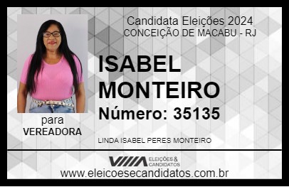 Candidato ISABEL MONTEIRO 2024 - CONCEIÇÃO DE MACABU - Eleições