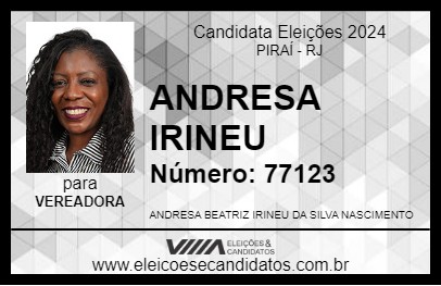 Candidato ANDRESA IRINEU 2024 - PIRAÍ - Eleições