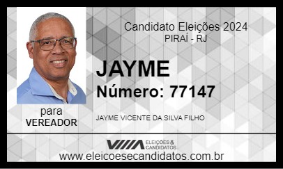 Candidato JAYME 2024 - PIRAÍ - Eleições