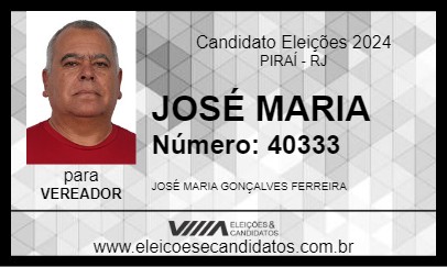 Candidato JOSÉ MARIA 2024 - PIRAÍ - Eleições