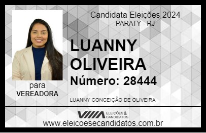 Candidato LUANNY OLIVEIRA 2024 - PARATY - Eleições