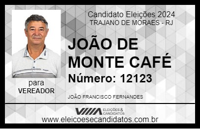 Candidato JOÃO DE MONTE CAFÉ 2024 - TRAJANO DE MORAES - Eleições