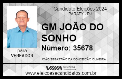 Candidato GM JOÃO DO SONHO 2024 - PARATY - Eleições